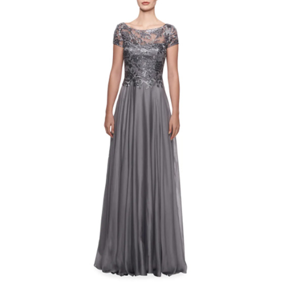 La Femme Dresses & Skirts - La Femme Dress Platinum Cap Sleeve Women's Sz 8 NEW NWT N46